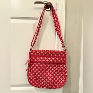 VERA BRADLEY CARDINAL WHITE MINI CONCERTO TRIPLE ZIP HIPSTER CROSSBODY BAG Purse